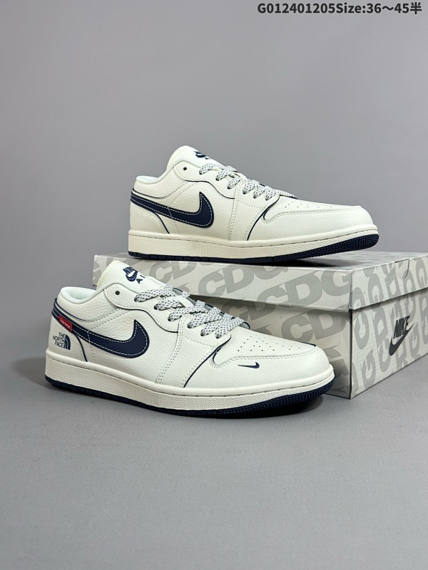 25036-45半The North FACE x Supreme x Air Jordan 1 Low 北面 x Sup x AJ1 低帮 三方联名 米藏青货号XX3318-188
