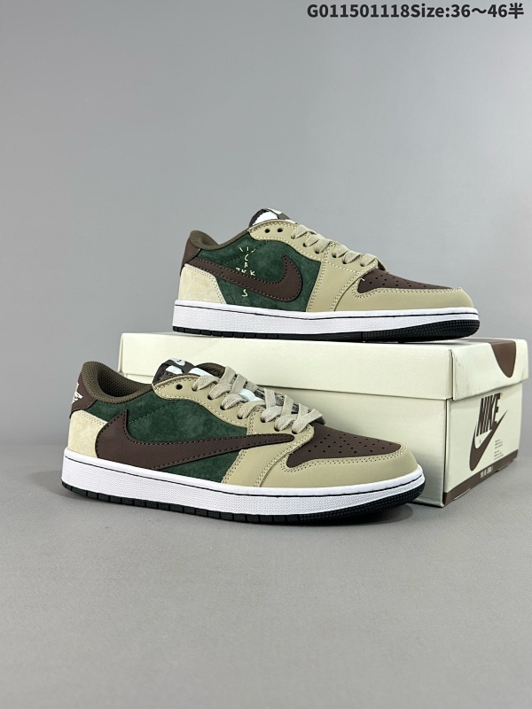 15036-46半 Travis Scott x Air Jordan 1 Low 低帮 棕灰绿倒勾联名 AJ1 乔丹1代 aj1 乔1 低邦 棕灰绿倒勾联名货号DM7866-817