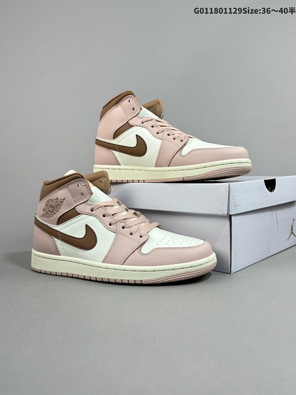 18036-40半 Air Jordan 1 Mid "Neapolitan" 中帮 粉白棕 AJ1 乔丹1代 aj1 乔1 中邦 粉白棕 乔丹篮球鞋系列货号BQ6472-620