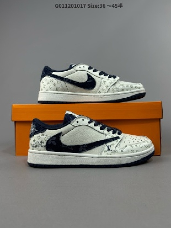 Louis Vuitton x Travis Scott x Air Jordan 1 Low 路易威登 低帮 LV白蓝牛仔倒勾联名货号SJ2068-004