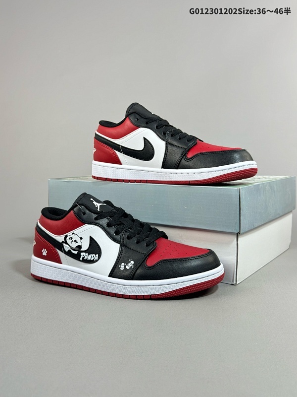 23036-46半 [定制球鞋] 特殊大礼盒 Air Jordan 1 Low 低帮中国风 黑红熊猫 男货号553558-612 女货号553560-612