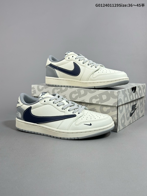 25036-45半 公司级 头层定制球鞋北面 x AJ1 低帮 米蓝灰倒勾联名 AJ1 乔丹1代 aj1 乔1 低邦 米蓝灰倒勾联名货号XS3086-002