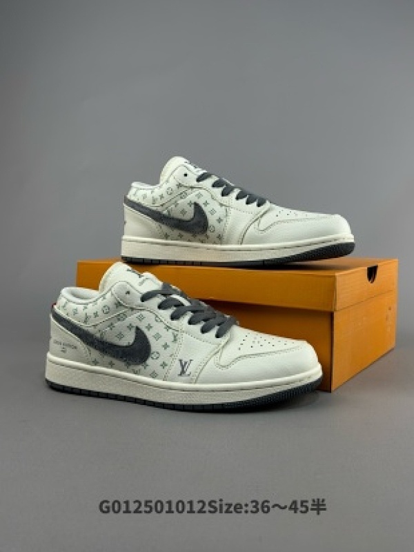 Louis Vuitton x Air Jordan 1 Low LV x 乔丹 低帮 联名米灰红 AJ1 乔丹1代 aj1 乔1 低邦 联名米灰红 乔丹篮球鞋系列 货号WG8850-010
