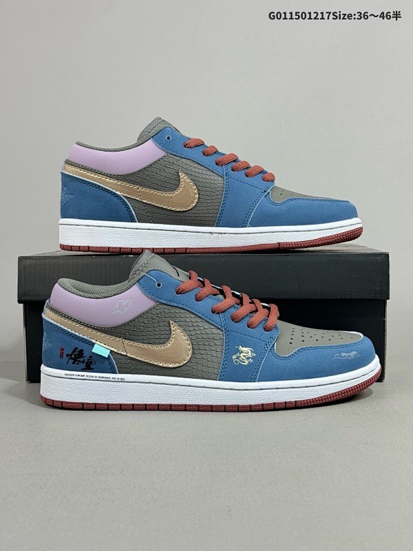15036-46半 [定制球鞋]  Air Jordan 1 Low 低帮 蓝白金黑神话悟空货号DV2433-709 货号HF3144-200