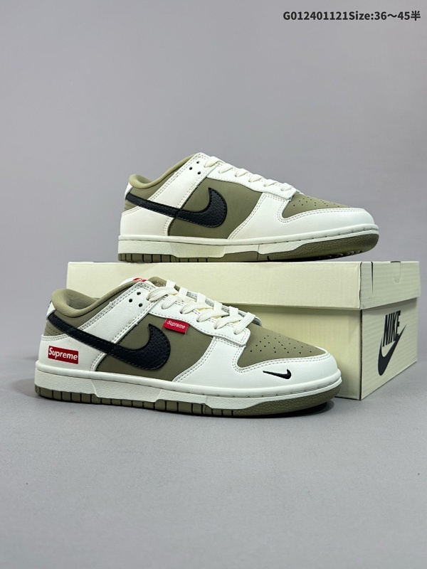 25036-45半 公司级 头层定制球鞋 Supreme x Nike Dunk SB Low Sup x 耐克 SB 低帮 联名绿白黑 鞋身以橄榄绿皮革作为主色调货号CH8311-231