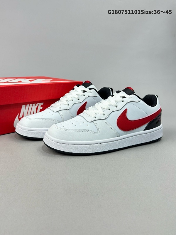 7536-45超级福利 Nike Court Borough Low 低帮百搭透气休闲运动板鞋男女鞋货号BQ5448-110