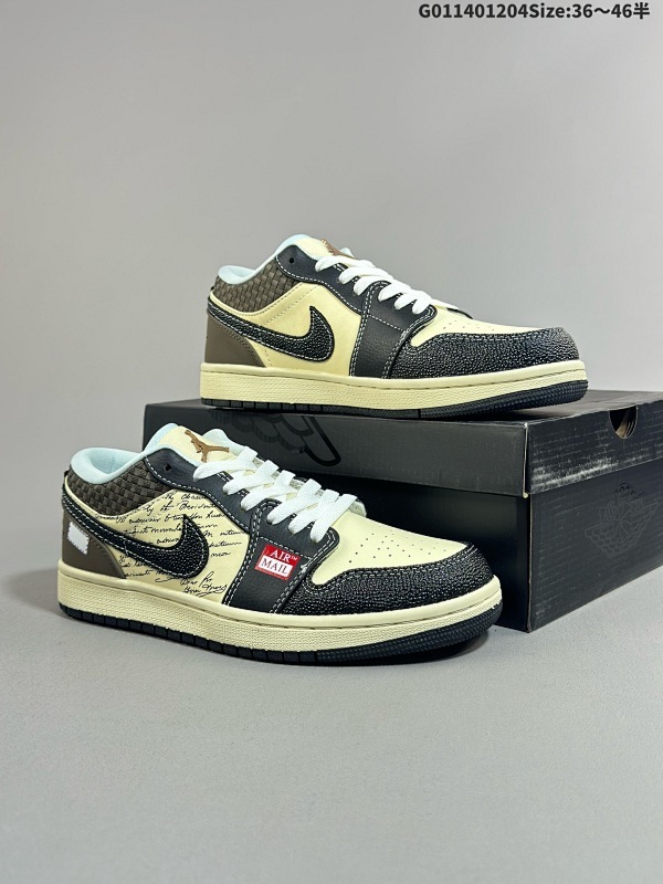 14036-46半 [定制球鞋]  Air Jordan 1 Low SE 低帮 美拉德 摩卡骑士 AJ1 乔丹1代 aj1 乔1 低邦 黑棕缝线菱形格货号HQ3437-101