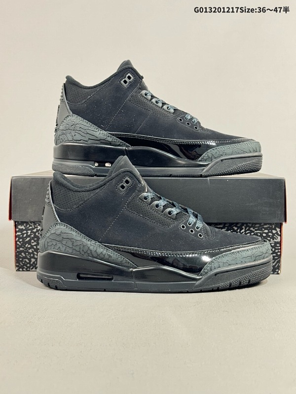 32036-47.5半 Air Jordan 3 Retro "Black Cat" 黑猫 AJ3 乔丹3代 aj3 乔3 黑猫 乔丹篮球鞋系列货号CT8532-001