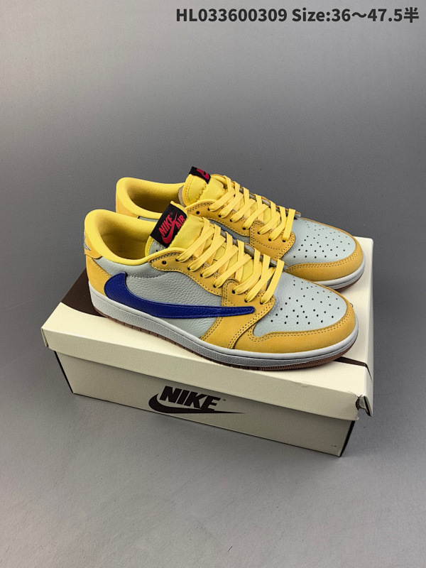 360 Travis Scott x Air Jordan 1 Low "Canary" 低帮 黄白蓝倒勾联名 货号DZ4137-700 编码HL033600309 Size:3647.5半