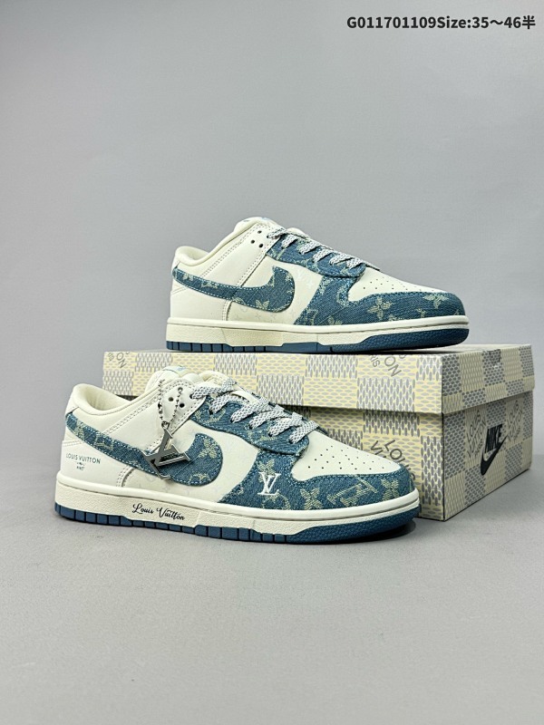 17035.5-46半 定制球鞋 Louis Vuitton x Nike Dunk SB Low 路易威登 x 耐克 SB 低帮 LV联名蓝白牛仔 货号XP3802-336