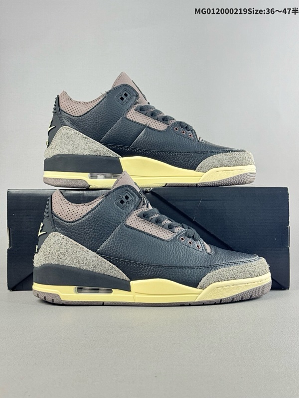20036-47.5半 A Ma Maniere x Air Jordan 3 Retro "Black" 联名黑色货号FZ4811-001