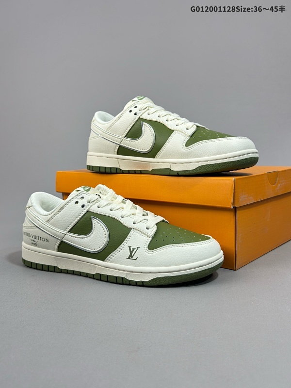 20036-45半 定制球鞋 Louis Vuitton x Nike Dunk SB Low 路易威登 x 耐克 SB 低帮 LV联名白橄榄绿货号BB8766-211