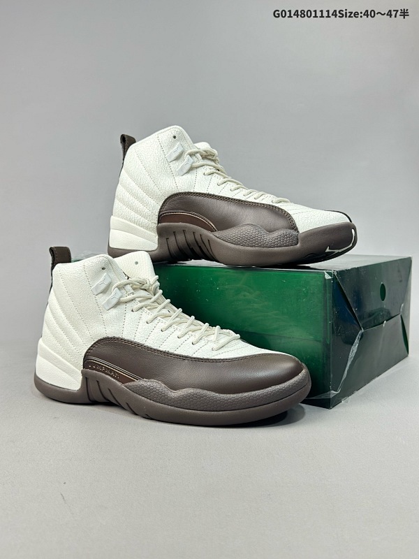48040-47.5半纯原版本 Sole Fly x Air Jordan 12 Retro 高帮 巴洛克棕 AJ12 乔丹12代 aj12 乔12 高邦 棕白 货号FZ5026-100