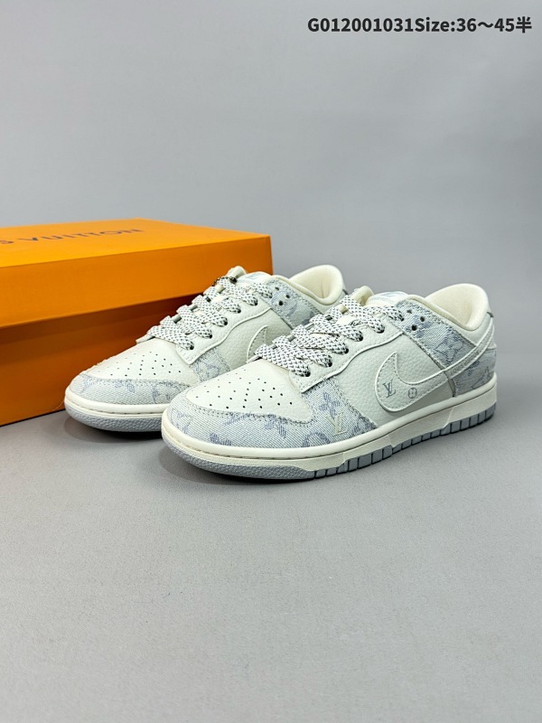 20036-45半 定制球鞋 Louis Vuitton x Nike Dunk SB Low 路易威登 x 耐克 SB 低帮 LV联名灰白货号FC1688-192