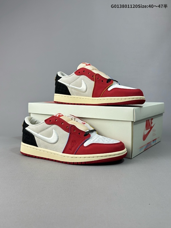 38040-47.5半纯原版本 Trophy Room x Air Jordan Low "Home" 低帮 联名款 白红黑 AJ1货号HV6157-100 货号FN0432-100