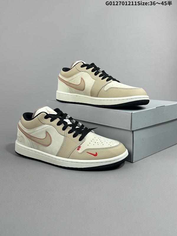27036-45半 定制球鞋 The North FACE x Air Jordan 1 Low 北面 x AJ1 低帮 联名棕灰黑货号DC2024-033