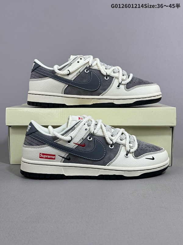 26036-45半 定制球鞋 Supreme x Nike Dunk SB Low Sup x 耐克 SB 低帮 米白灰解构鞋带货号YX5066-210