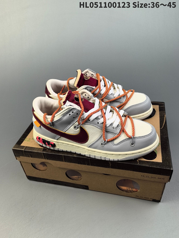 110 OFF-WHITE x Nike SB Dunk Low 联名抽绳绑带运动板鞋  货号CI1167-600   编码HL051100123 Size:3645