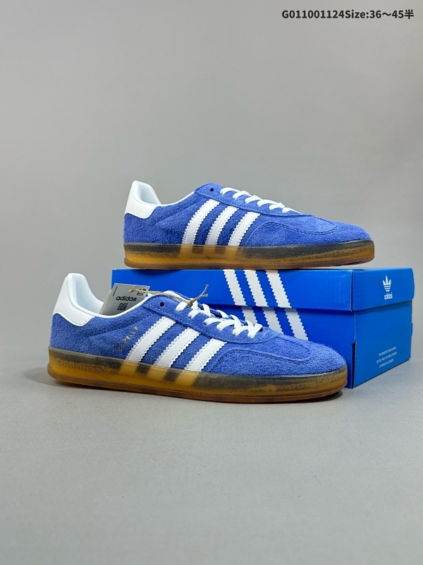 10036-45半 Adidas originals Gazelle Indoor 阿迪达斯 低帮 蓝白 T头鞋防滑耐磨轻便低邦板鞋男女同款货号HQ8717