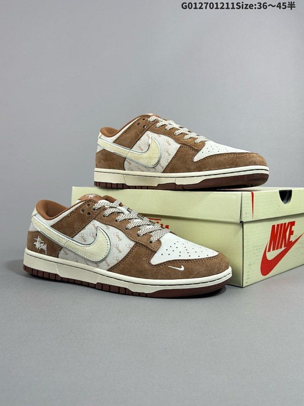27036-45半 定制球鞋 Stussy x Nike Dunk SB Low 斯图西 x 耐克 SB 低帮 联名棕灰 鞋身以浅灰色麂皮作为主货号XX3168-601