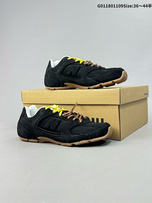 18036-44半 MiuMiu 缪缪 x New Balance NB 新百伦 黑色 男女同款休闲运动鞋德训鞋圆头系带 经典NB530运动鞋