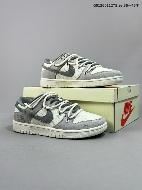27036-45半 公司级 头层定制球鞋 Stussy x Nike Dunk SB Low 斯图西 x 耐克 SB 低帮 联名灰白解构鞋带货号SJ2068-307