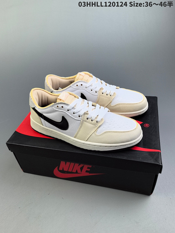 130真标带半码 Air Jordan 1 Low OG "White and Coconut03HHLL120124 Size:3646半货号DV0982-100