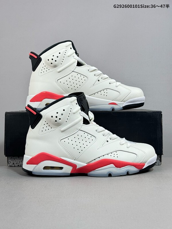 26036-47.5半 Air Jordan 6 Retro "Infrared White" 高帮 黑灰红 AJ6货号384664-123