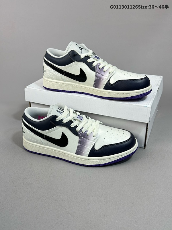 13036-46半 Air Jordan 1 Low ''Purple'' 低帮 朋克紫 AJ1 乔丹1代 aj1 乔1 低邦 白黑紫 乔丹篮球鞋系列货号HF5759-101