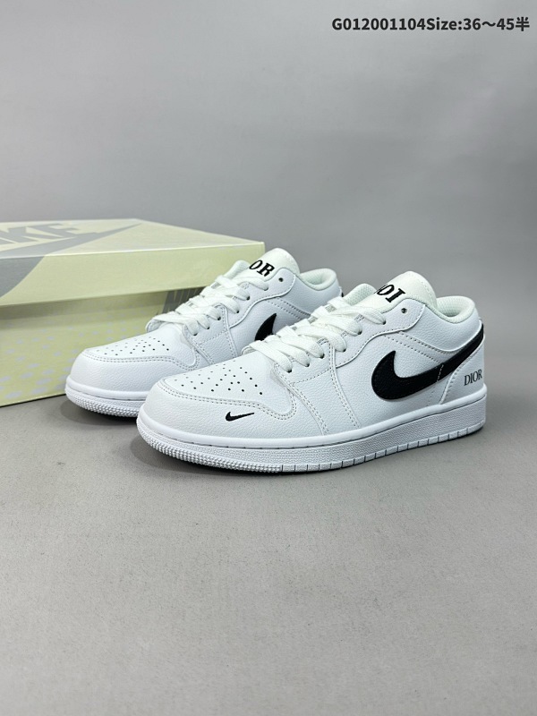 20036-45半 定制球鞋 Dior x Air Jordan 1 Low 迪奥 x AJ1 低帮 联名白黑色 AJ1 乔丹1代 aj1 乔1 低邦 联名白黑色货号LJ6688-010