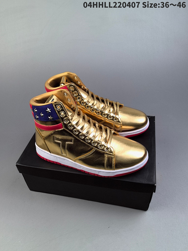 240 特朗普推荐款 黄金战靴 懂王一代 Trump 特朗普就在社交媒体宣布将出席本次于费城举行货号PKTLP001 04HHLL220407 Size:3646