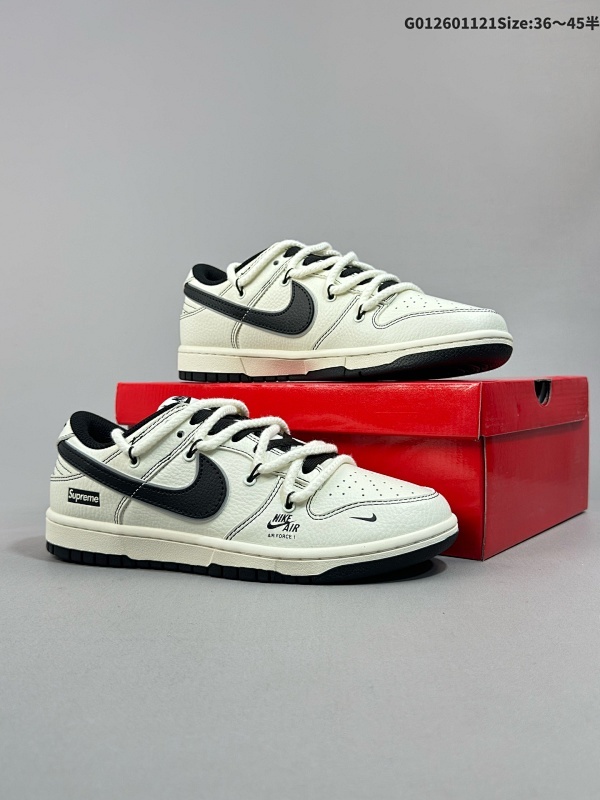 27036-45半 公司级 头层定制球鞋 Supreme x Nike Dunk SB Low Sup x 耐克 SB 低帮 联名米白黑解构鞋带货号XX2025-566