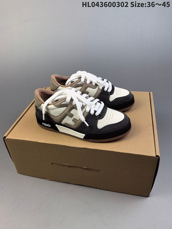 360 芬迪Fendi Match Sneaters 皮革低帮时尚运动板鞋 HL043600302 Size:3645