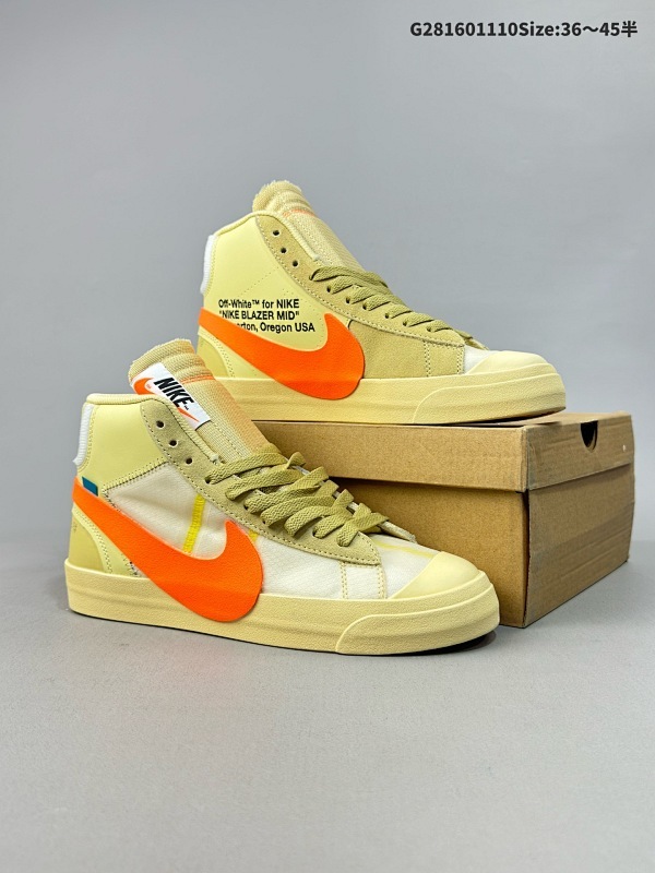 16036-45半集 耐克 OFF-WHITE x Nike Blazer Mid Grim Reaper 开拓者OW联名经典中帮百搭板鞋货号AA3832-001-100-700