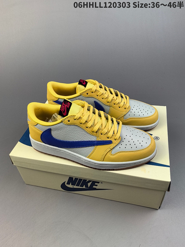 160头层带半码 Travis Scott x Air Jordan 1 Low "Canary06HHLL120303 Size:3646半货号DZ4137-700