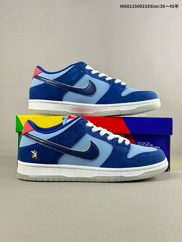 15036-45半 Why So Sad x Nike Dunk Low 耐克 SB 低帮 联名蓝色 整体以麂皮材质覆盖货号DX5549-400
