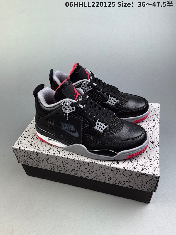 260头层带半码 Air Jordan 4 Retro "Bred 06HHLL220125 Size3647.5半货号FV5029-006