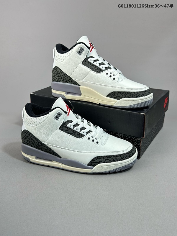 18036-47.5半 Air Jordan 3 Retro 灰水泥 AJ3 乔丹3代 aj3 乔3 水泥灰 乔丹篮球鞋系列货号CT8532-106