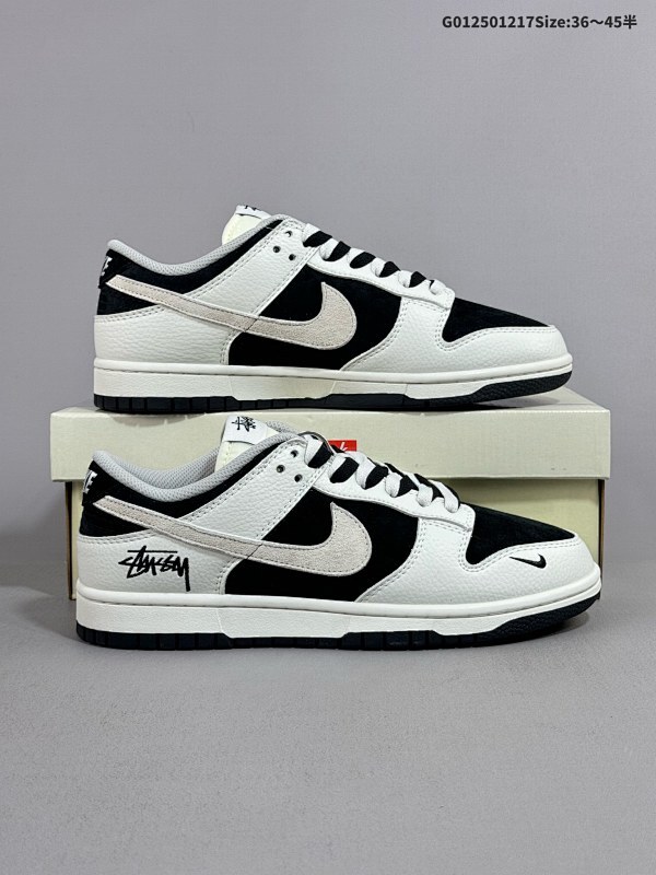 25036-45半 定制球鞋 Stussy x Nike Dunk SB Low 斯图西 x 耐克 SB 低帮 联名白黑货号SF1029-402