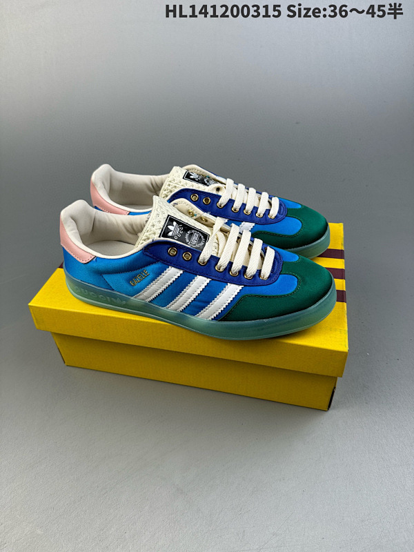 120  古驰Gucci x 德国运动品牌阿迪达斯Adidas Originals  采用软质纤维牛剖皮组合进口HL141200315 Size:3645半