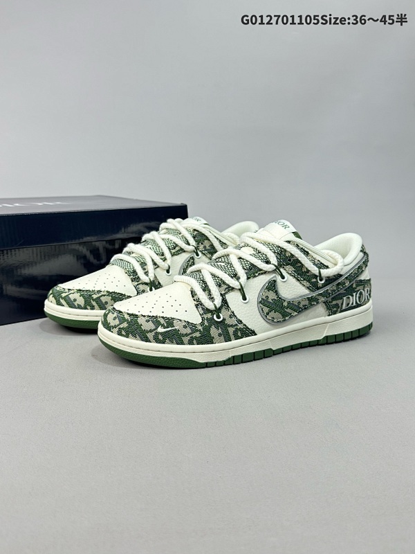 27036-45半 定制球鞋 Dior x Nike Dunk SB Low 迪奥 x 耐克 SB 低帮 联名绿白牛仔解构鞋带 货号SJ2068-309