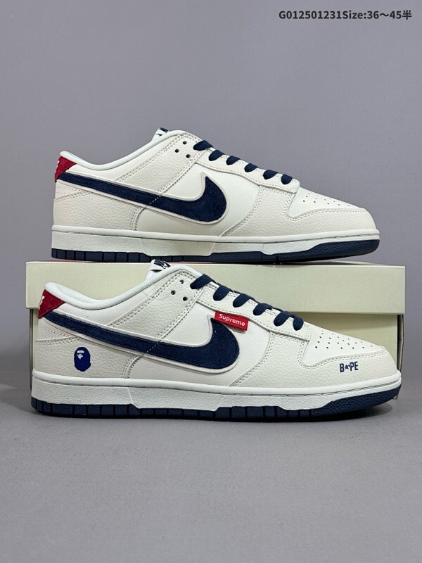 25036-45半 定制球鞋 Bape x Supreme x Nike Dunk SB Low Bape x Sup x 耐克 SB 低帮 三方联名米蓝红货号LW1818-108