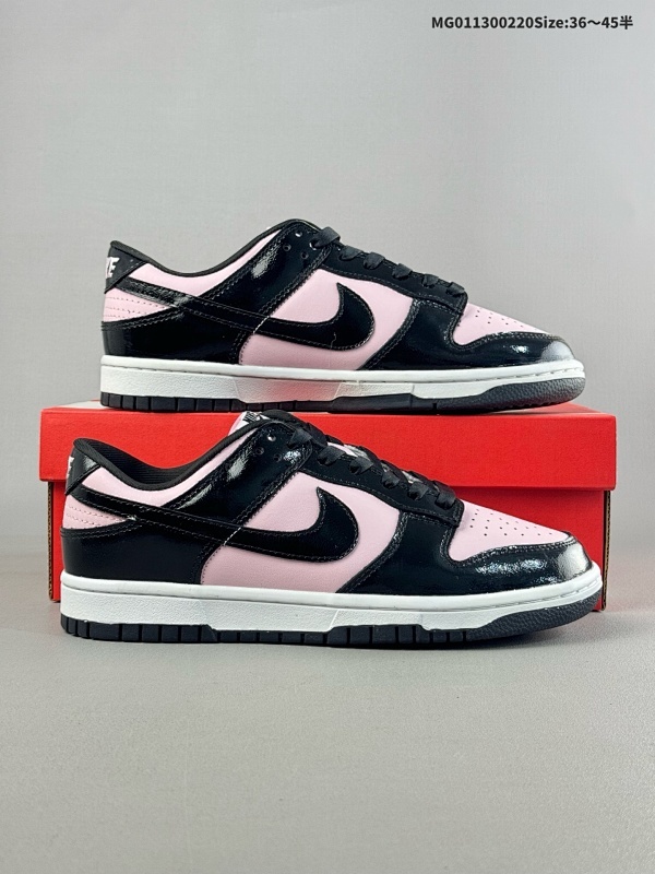 13036-45半 Nike Dunk Low ESS "Pink Black" 耐克 SB 低帮 漆皮黑粉货号DJ9955-600