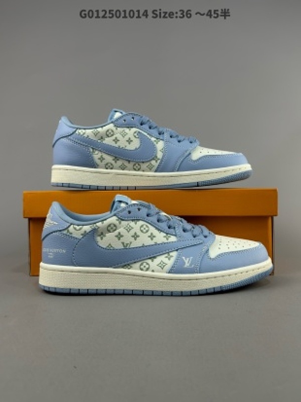 Louis Vuitton x Travis Scott x Air Jordan 1 Low 路易威登 x AJ1 低帮 LV蓝白倒勾联名 AJ1 乔丹1代 货号LX1988-104
