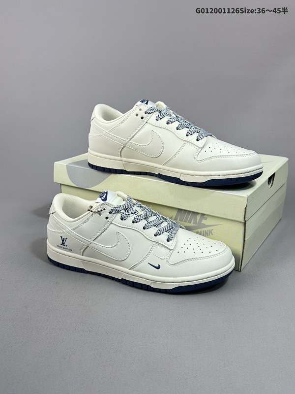 20036-45半 定制球鞋 Louis Vuitton x Nike Dunk SB Low 路易威登 x 耐克 SB 低帮 LV联名白藏青双勾货号XX2025-320