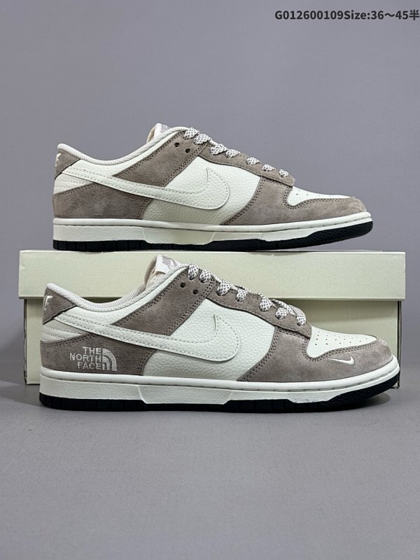 26036-45半 定制球鞋 The North FACE x Nike Dunk SB Low 北面 x 耐克 SB 低帮 联名灰白色货号DJ2024-063