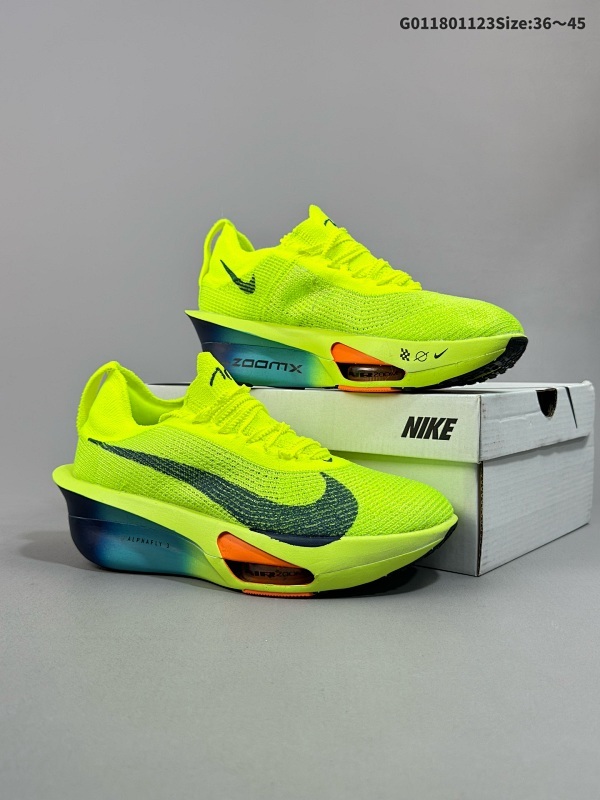 18036-45 Nike Alphafly 3 耐克 低帮 黄蓝 阿尔法飞行3代 马拉松世界纪录跑鞋 耐磨透气低邦跑步鞋货号FD8311-700
