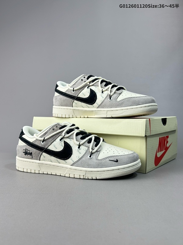 27036-45半 公司级 头层定制球鞋 Stussy x Nike Dunk SB Low 斯图西 x 耐克 SB 低帮 联名灰白黑解构鞋带货号SJ2068-306