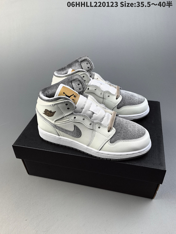 260纯原版本 Air Jordan 1 Mid "Velvet Toe" 中帮 白灰天鹅绒 06HHLL220123 Size:35.540半货号FB9899-100