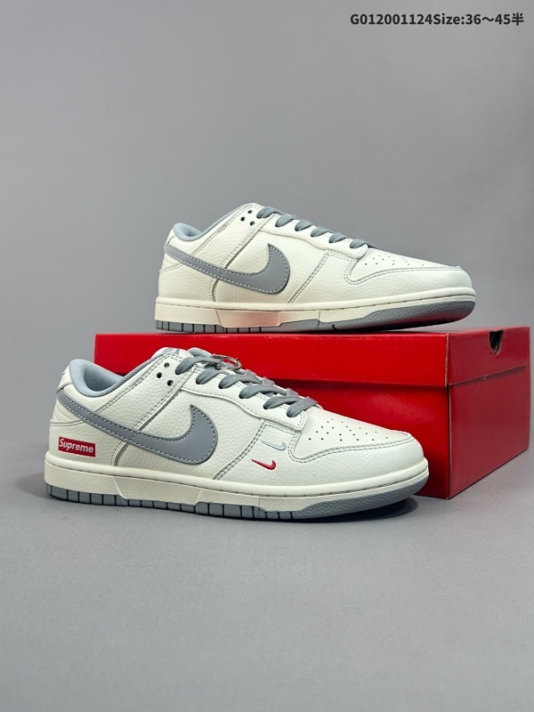 20036-45半 定制球鞋 Supreme x Nike Dunk SB Low Sup x 耐克 SB 低帮 联名白灰 鞋身以米白色作为主色调货号XX2025-317
